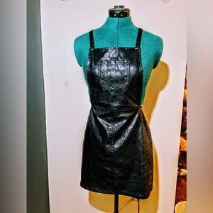 Jack by BB Dakota Black Faux Leather Overall Mini Dress Size O